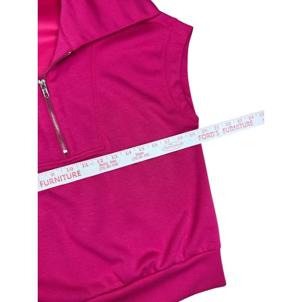 Pink Half Zip Sleeveless Cropped Sweatshirt & High Waisted Shorts Set Size Small - Picture 3 of 11